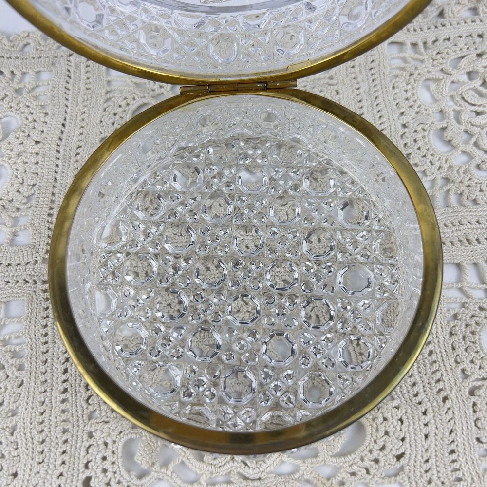 Vtg French Cut & Formed Glass Baccarat Style Jewelry Casket Trinket Box 4.75” - Picture 7 of 14